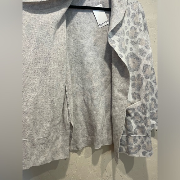 SPLENDID Cheetah Leopard Cardigan Sweater Hooded - Picture 6 of 11